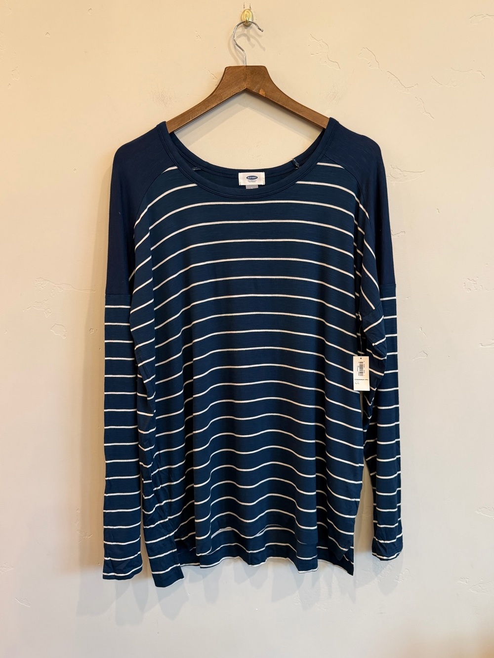 OLD NAVY Navy Blue & White Striped Long Sleeve Long Tunic Top